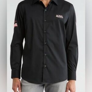 NWOT Von Dutch Button Down Shirt Men 4xl Black Logo Graphic Y2K Streetwear Vibe